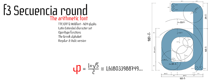 f3 Secuencia round, arithmetic font
